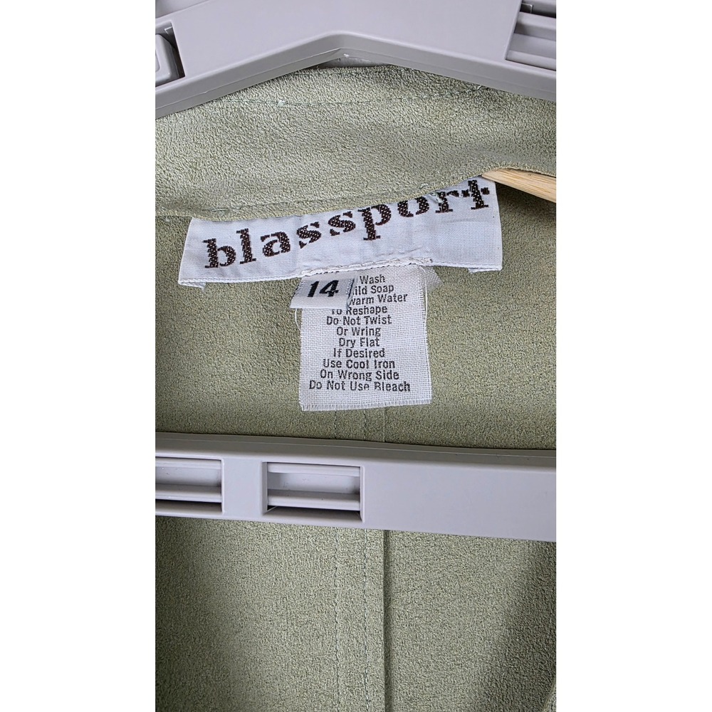 Blassport Midi Dress Womens 14 Sage Green Ultra Suede Button Front Matching Belt - Picture 2 of 16